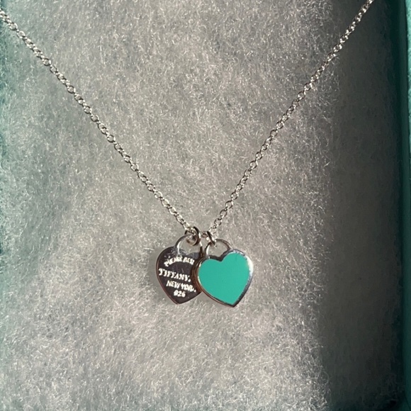 Tiffany & Co. Jewelry - Tiffany Blue double heart necklace mini
